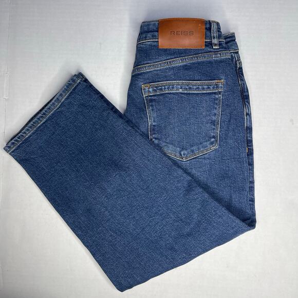 Reiss women’s Selin Petite Mid-Rise Straight-Leg Jeans in Mid Blue size 28P - Picture 6 of 10